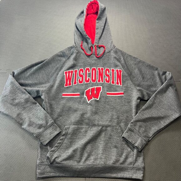 Colosseum Other - Wisconsin Badgers Colosseum Mens S Gray & Red Pullover Hoodie Sweatshirt